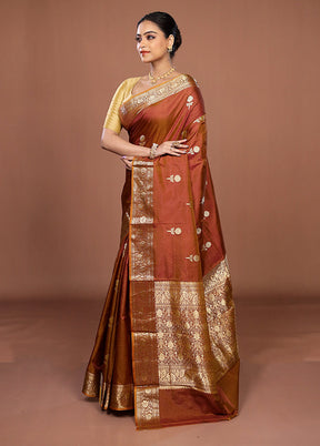 Cream Handloom Katan Pure Silk Saree With Blouse Piece