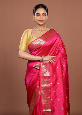 Pink Handloom Katan Pure Silk Saree With Blouse Piece