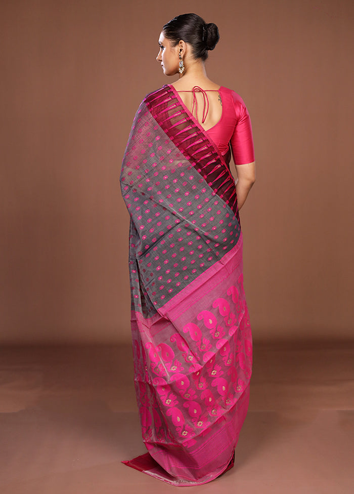 Pink Jamdani Cotton Saree Without Blouse Piece