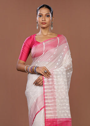Pink Jamdani Cotton Saree Without Blouse Piece