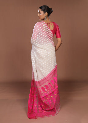 Pink Jamdani Cotton Saree Without Blouse Piece