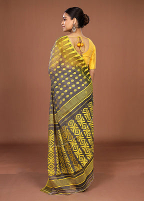 Grey Jamdani Cotton Saree Without Blouse Piece