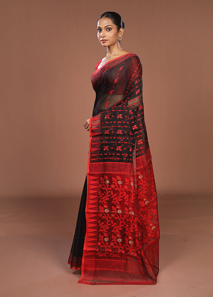 Red Jamdani Cotton Saree Without Blouse Piece