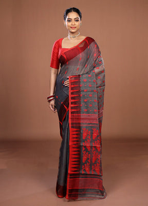 Grey Jamdani Cotton Saree Without Blouse Piece