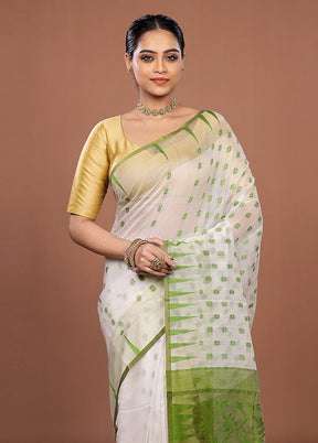 Cream Jamdani Cotton Saree Without Blouse Piece