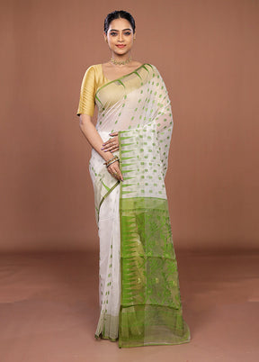 Cream Jamdani Cotton Saree Without Blouse Piece