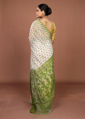 Cream Jamdani Cotton Saree Without Blouse Piece