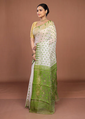 Cream Jamdani Cotton Saree Without Blouse Piece