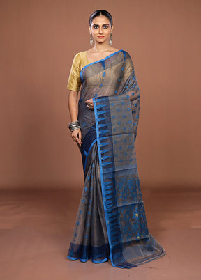 Grey Jamdani Cotton Saree Without Blouse Piece