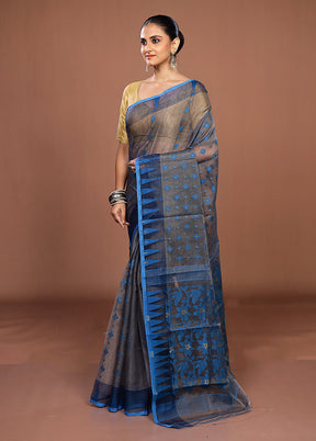 Grey Jamdani Cotton Saree Without Blouse Piece