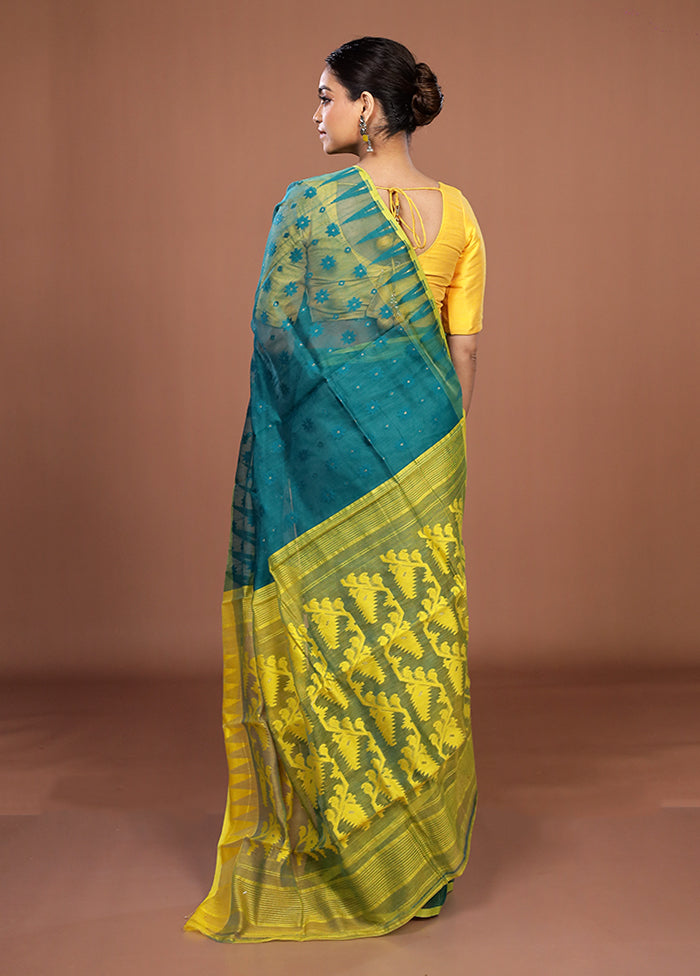 Green Jamdani Cotton Saree Without Blouse Piece
