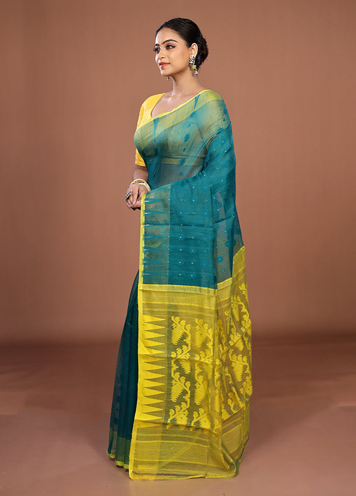 Green Jamdani Cotton Saree Without Blouse Piece