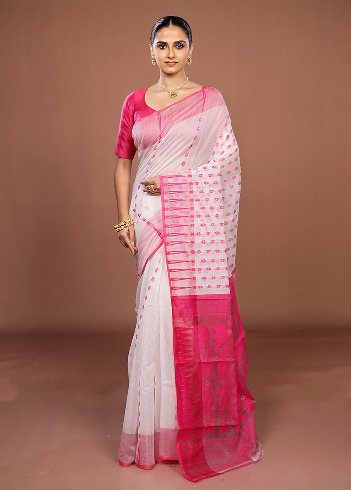 Pink Jamdani Cotton Saree Without Blouse Piece