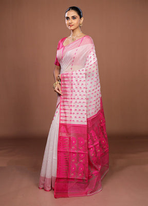 Pink Jamdani Cotton Saree Without Blouse Piece