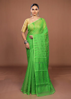 Green Jamdani Cotton Saree Without Blouse Piece