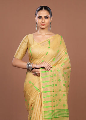 Cream Jamdani Cotton Saree Without Blouse Piece