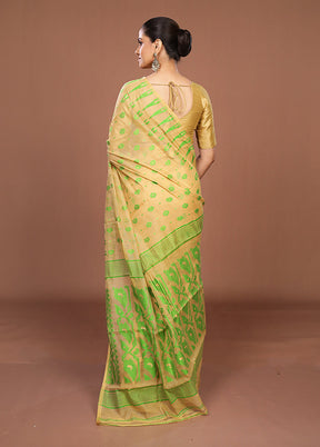 Cream Jamdani Cotton Saree Without Blouse Piece