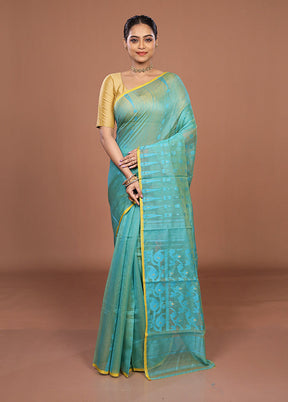 Green Jamdani Cotton Saree Without Blouse Piece