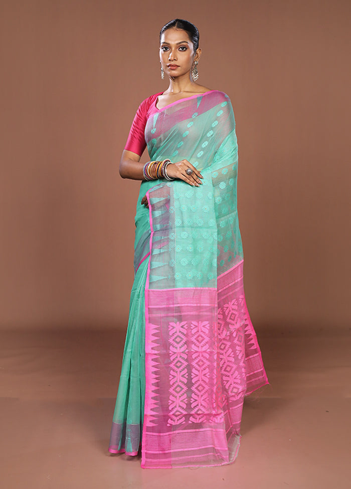 Grey Jamdani Cotton Saree Without Blouse Piece