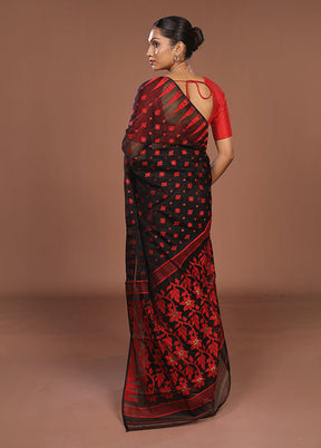 Black Jamdani Cotton Saree Without Blouse Piece