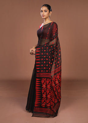 Black Jamdani Cotton Saree Without Blouse Piece
