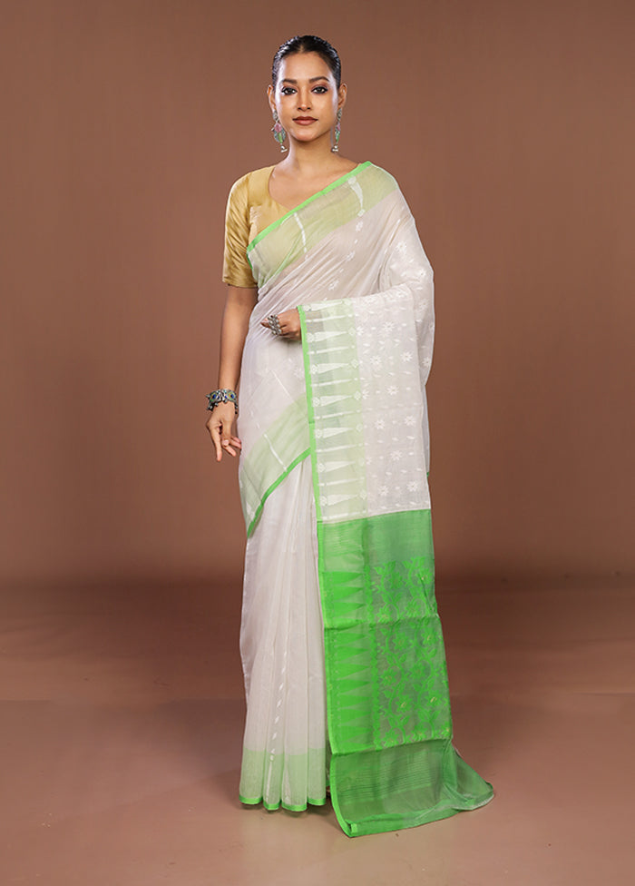 Green Jamdani Cotton Saree Without Blouse Piece