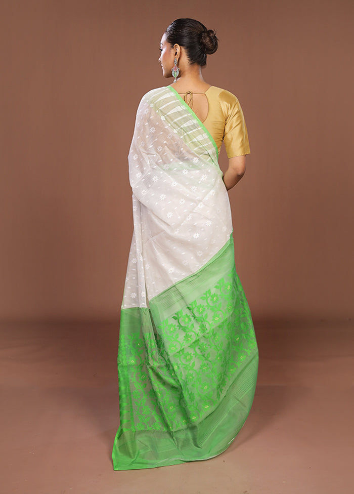 Green Jamdani Cotton Saree Without Blouse Piece