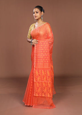 Pink Jamdani Cotton Saree Without Blouse Piece