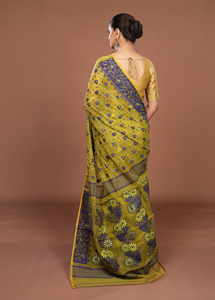 Green Jamdani Cotton Saree Without Blouse Piece