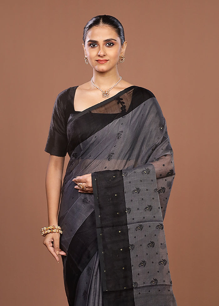 Black Jamdani Cotton Saree Without Blouse Piece