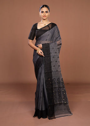 Black Jamdani Cotton Saree Without Blouse Piece