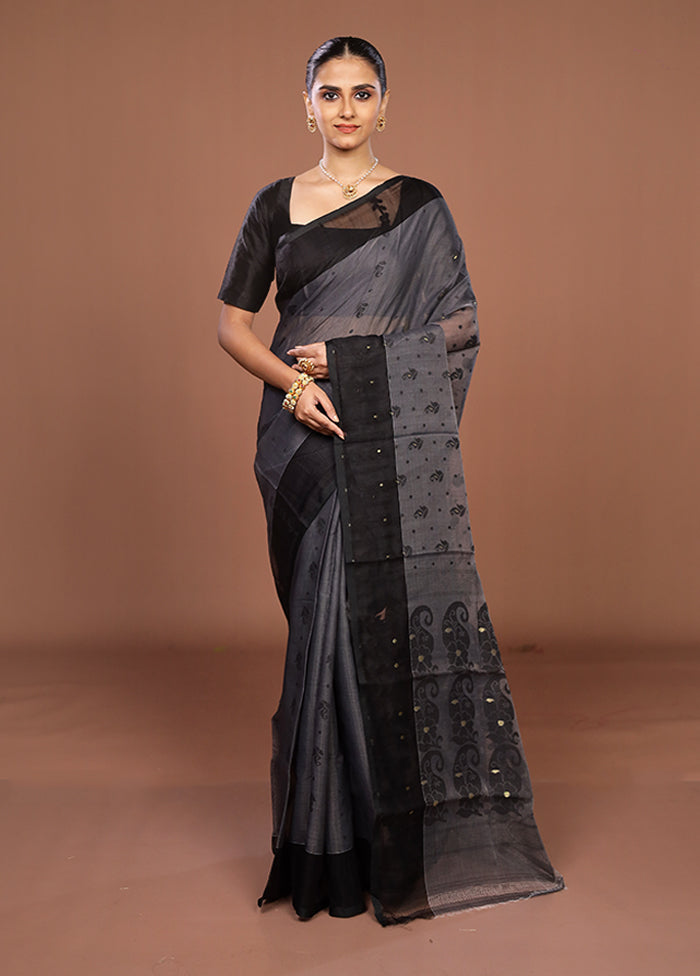 Black Jamdani Cotton Saree Without Blouse Piece