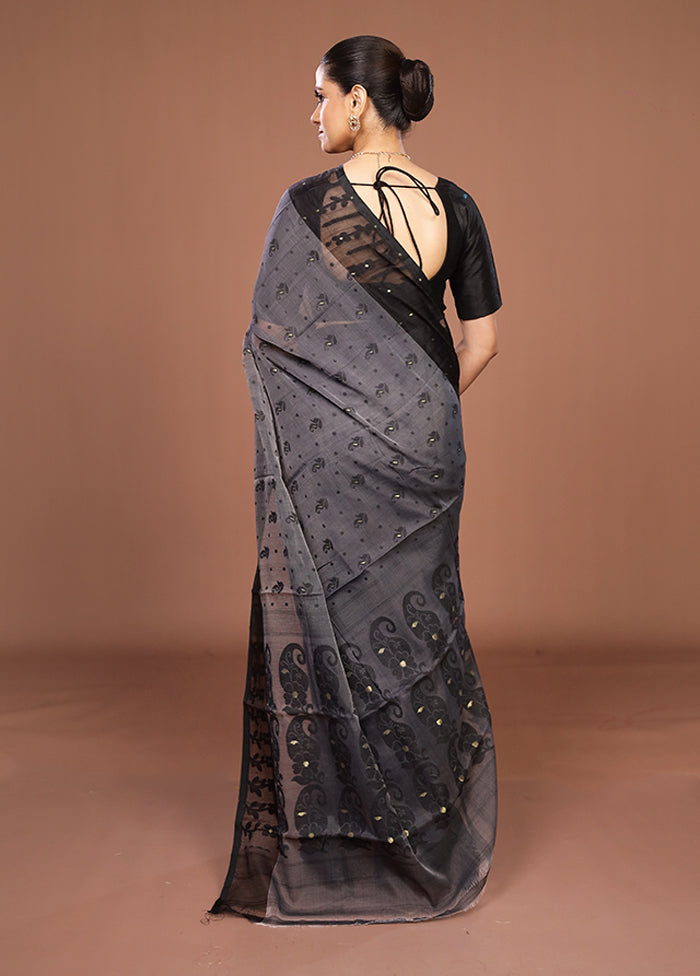 Black Jamdani Cotton Saree Without Blouse Piece