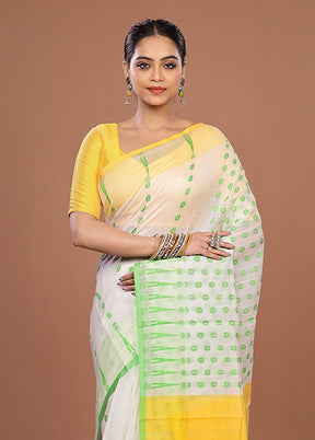 Yellow Jamdani Cotton Saree Without Blouse Piece