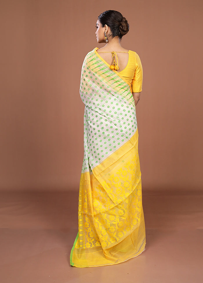 Yellow Jamdani Cotton Saree Without Blouse Piece