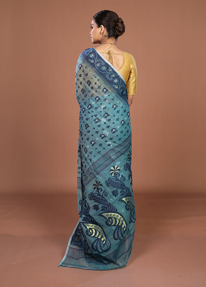 Green Jamdani Cotton Saree Without Blouse Piece