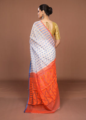 Orange Jamdani Cotton Saree Without Blouse Piece