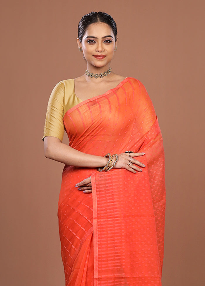 Pink Jamdani Cotton Saree Without Blouse Piece