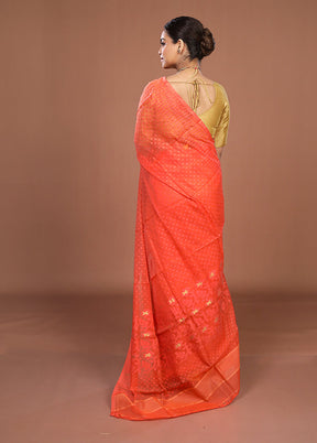 Pink Jamdani Cotton Saree Without Blouse Piece