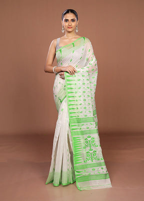 White Jamdani Cotton Saree Without Blouse Piece