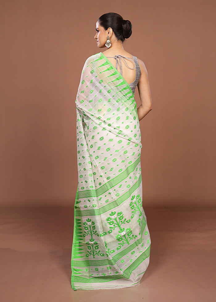 White Jamdani Cotton Saree Without Blouse Piece