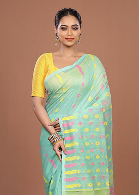 Green Jamdani Cotton Saree Without Blouse Piece