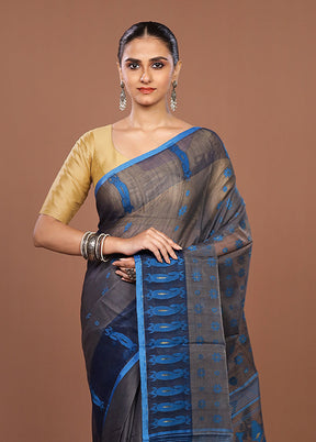 Black Jamdani Cotton Saree Without Blouse Piece