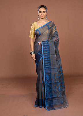 Black Jamdani Cotton Saree Without Blouse Piece