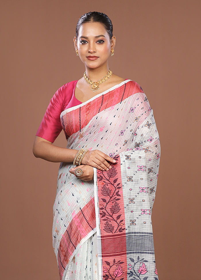 Green Jamdani Cotton Saree Without Blouse Piece