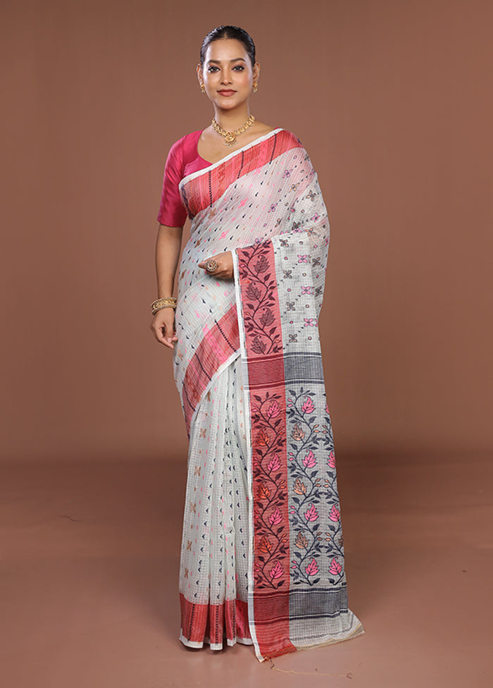 Green Jamdani Cotton Saree Without Blouse Piece