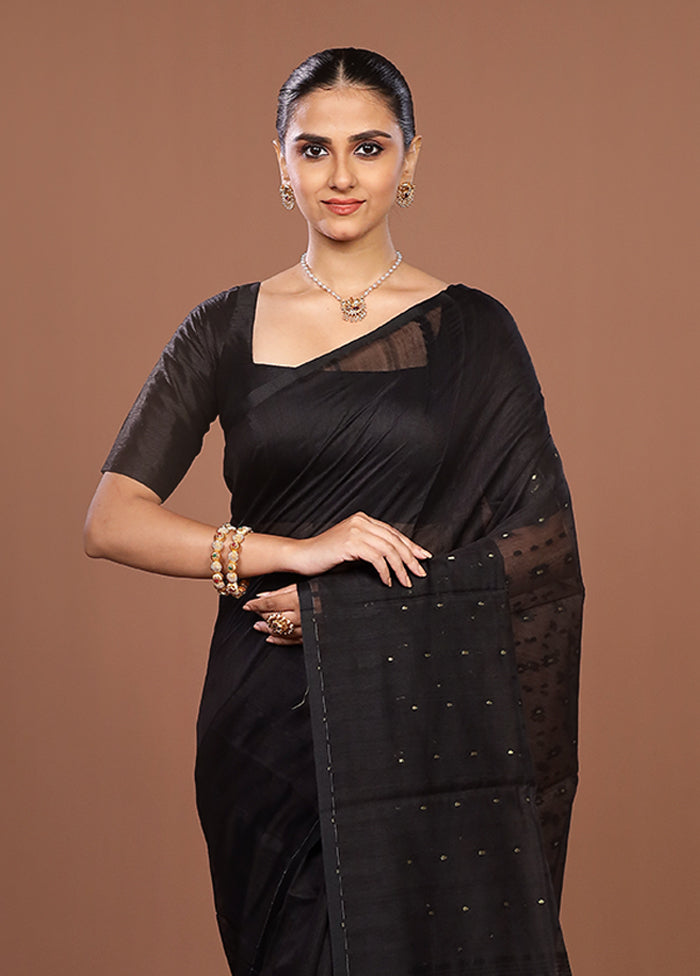 Black Jamdani Cotton Saree Without Blouse Piece