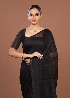 Black Jamdani Cotton Saree Without Blouse Piece
