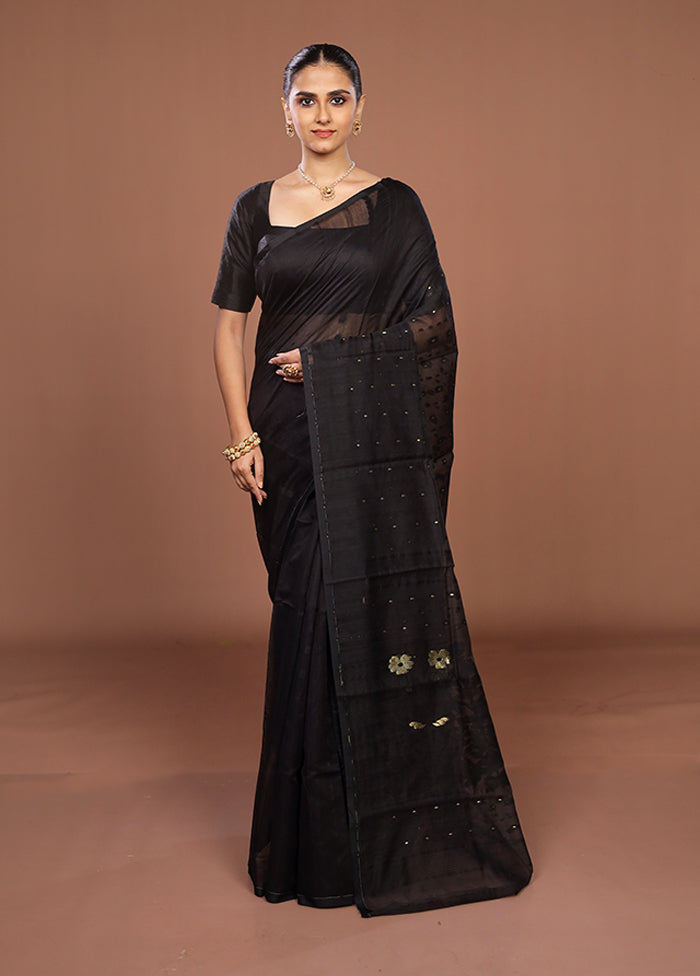 Black Jamdani Cotton Saree Without Blouse Piece