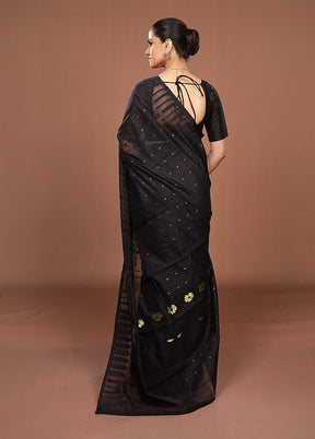 Black Jamdani Cotton Saree Without Blouse Piece